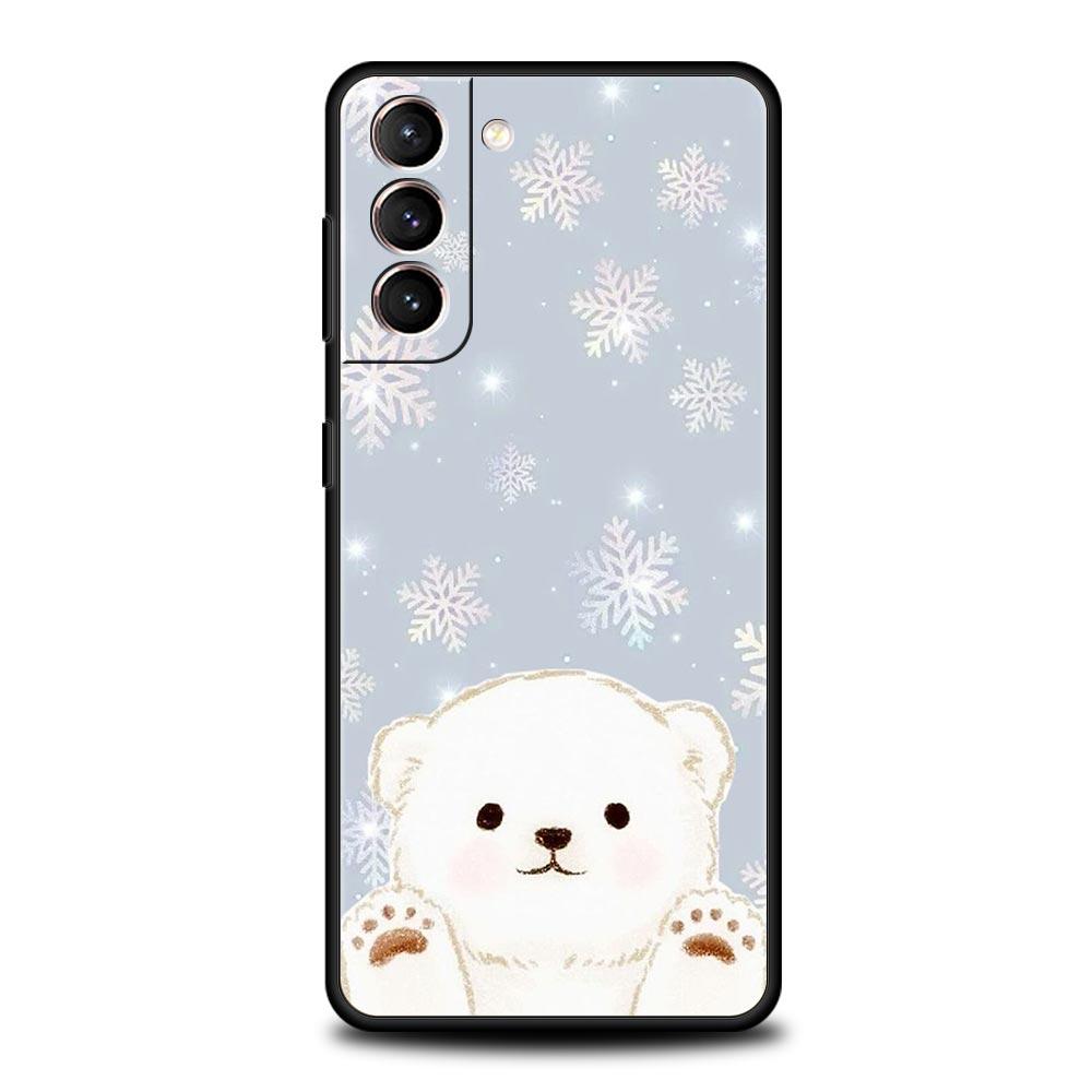 polar bear Soft Phone Case For Samsung Galaxy S25 Edge S24 Plus S23 FE S22 S21 S20 Ultra 5G S10 Black Protect Cover