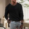 Осенне-зимний мужской свитер, трикотажный, однотонный, эластичный, свободный, высокоэластичный, с длинными рукавами, с V-образным вырезом, повседневный свитер для повседневной носки