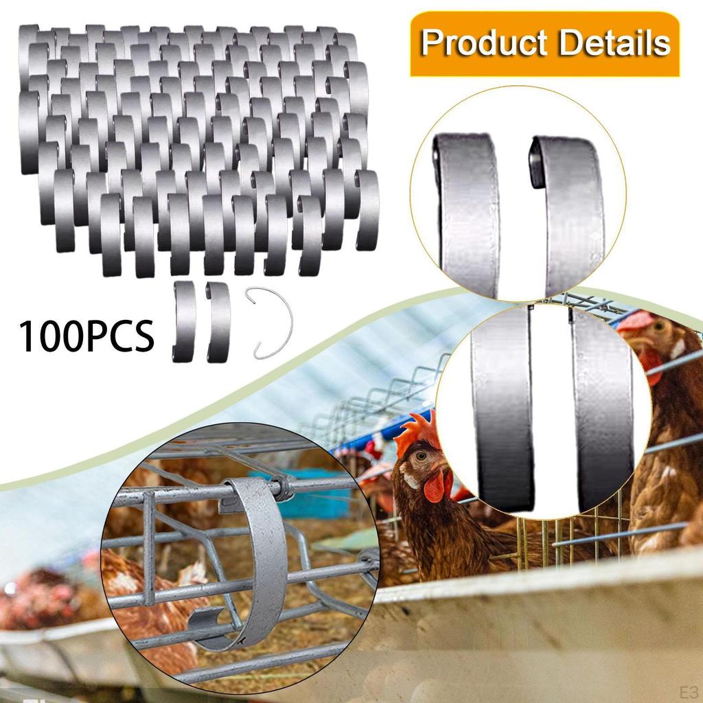 100 Pcs Chicken Cage Door Hooks, Steel Poultry Locks, Durable Fixing Brackets, Accessories