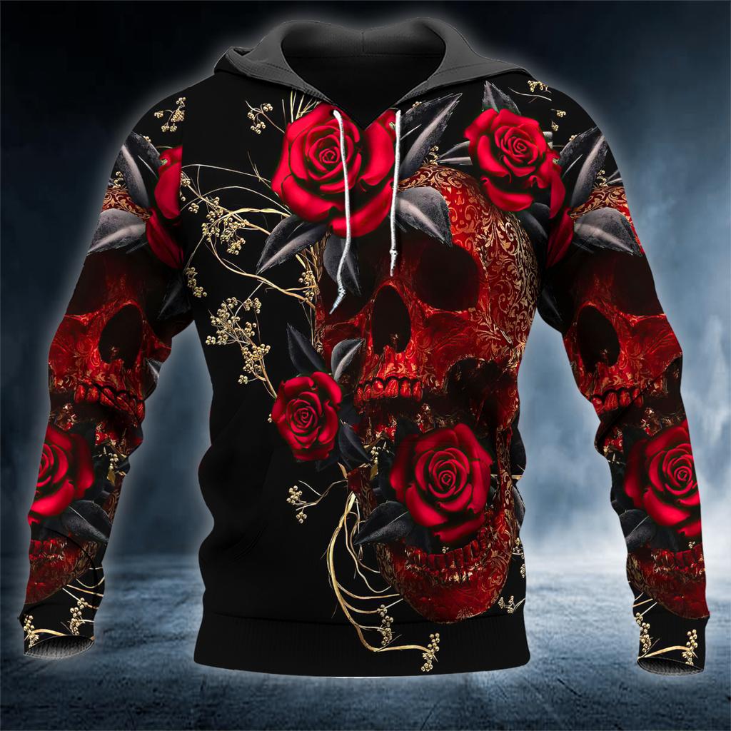 Hoodie Men Punk Skull 3D Print Fashion Skeletor Y2k Graphic Casual Goth Streetwear Long Sleeve Pullover Spring Autumn Oversized Top