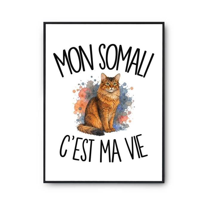 Poster Mon Somali c'est ma vie | Affiche Papier Photo 310 g Finition Perlée Format Taille A4 | Décoration Murale Salon Chambre
