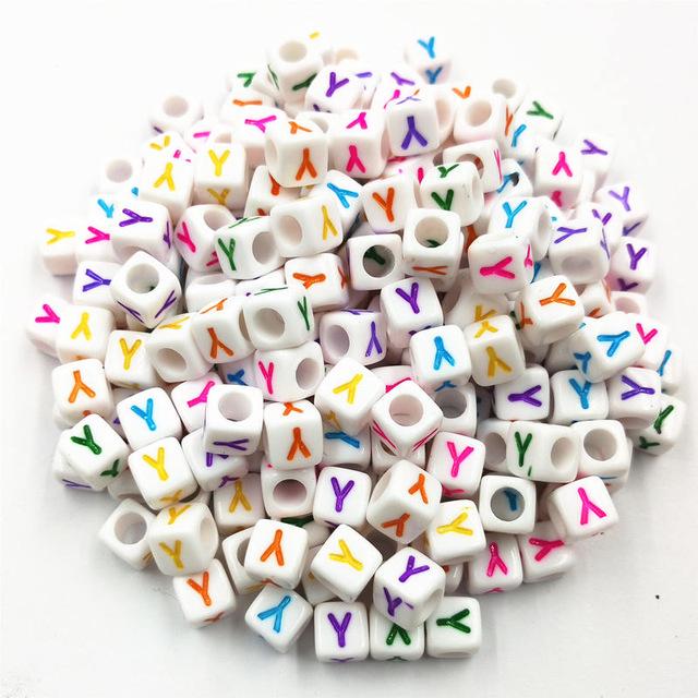50Pcs 6mm 26 Letter Acrylic Loose Beads DIY for Necklace Bracelet Pendant Jewelry Making