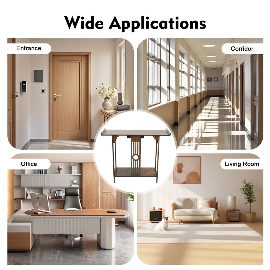 Bymaocar 2-ярусный узкий приставной столик для эспрессо, тонкий акцентный столик, универсальный бамбуковый стол, прочный консольный стол, легко собирается