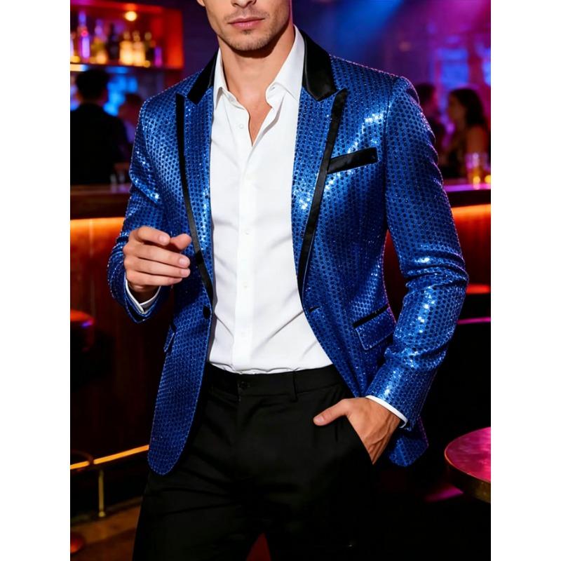 Mens Pink Sequin Tuxedo Blazer Jacket