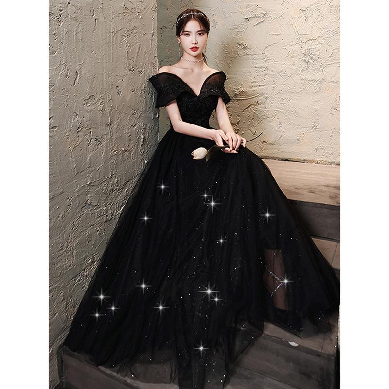 Черное вечернее платье с юбкой High End Light Dress Черное платье Host Sexy Dress без бретелек