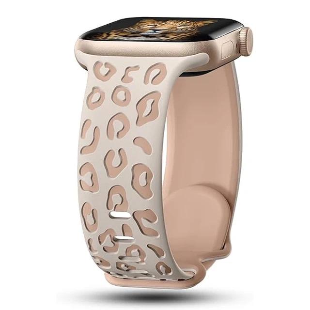 Ремешки Для Apple Watch Band 40мм 44мм 42мм 45мм 41мм 49мм 46мм Силиконовый Гравированный Correa Браслет Серия 8 9 7 SE 6 ultra 2 3 10