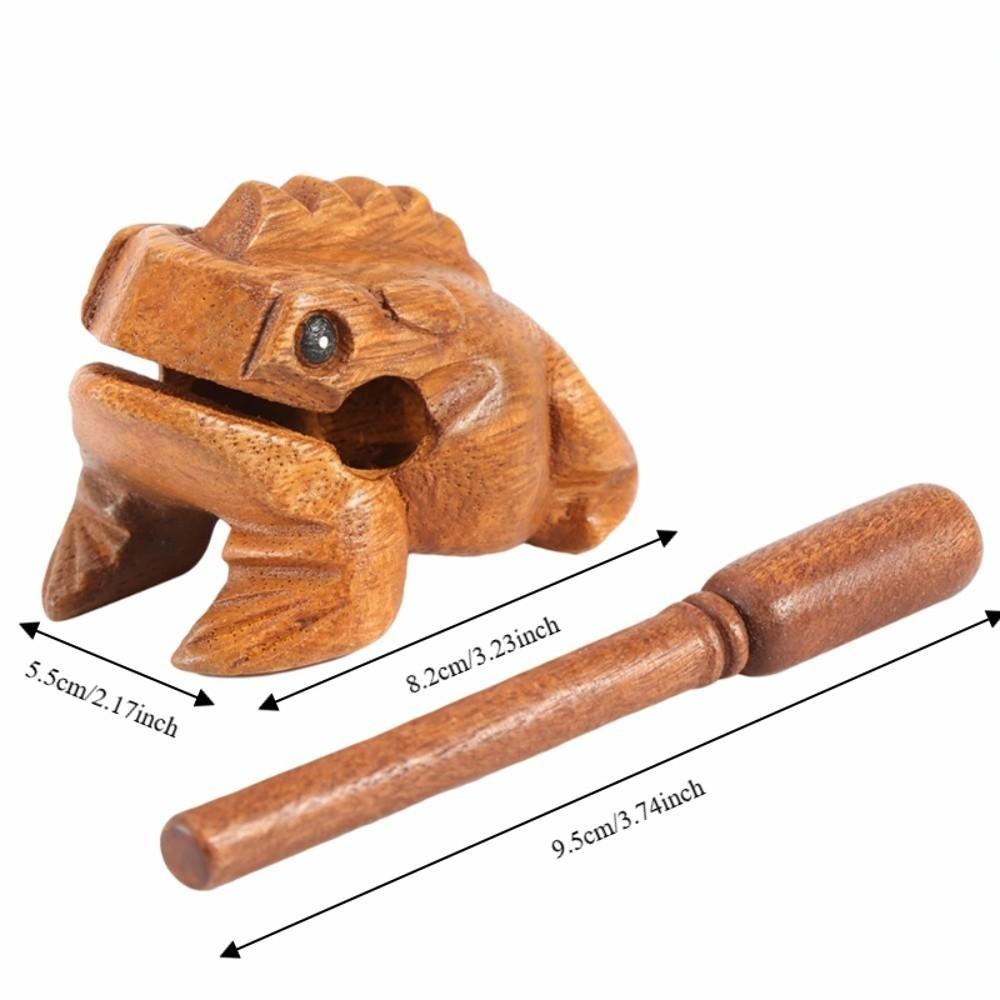 Yeliow Wooden Lucky Frog Wooden Frog Sound Making Ornament Desktop Ornament