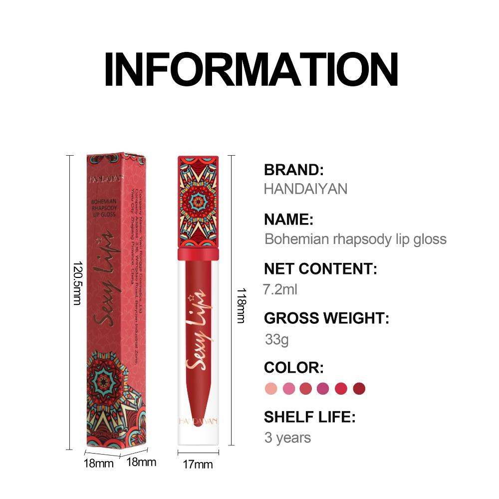 HANDAIYAN Ferskillende Beker Mat, Soft Mist Lip Ggzevel Samia Styl Long Lipgloss