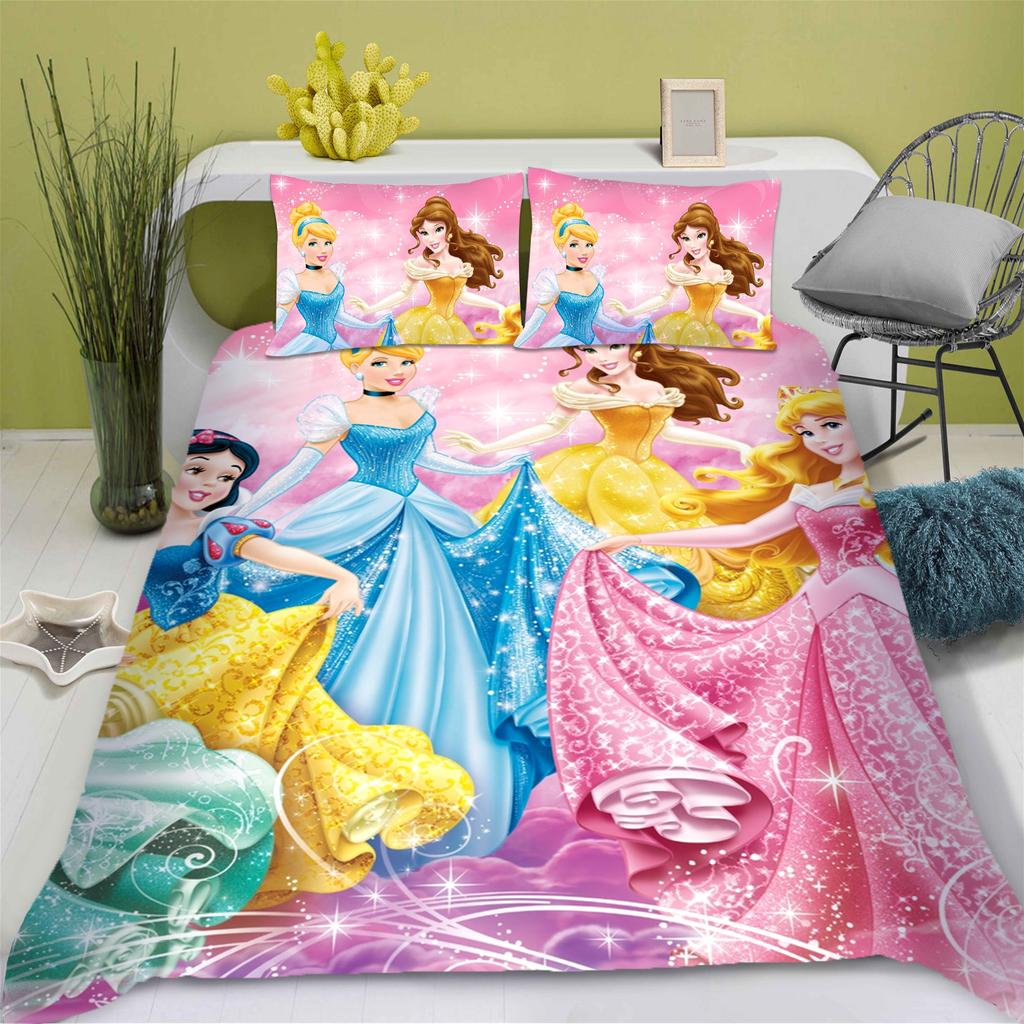 Princess Cinderella Cartoon Quilt Cover Duvet Breathable 3D Cute Printed Bedroom Comforter Warmth Polyester Bedding