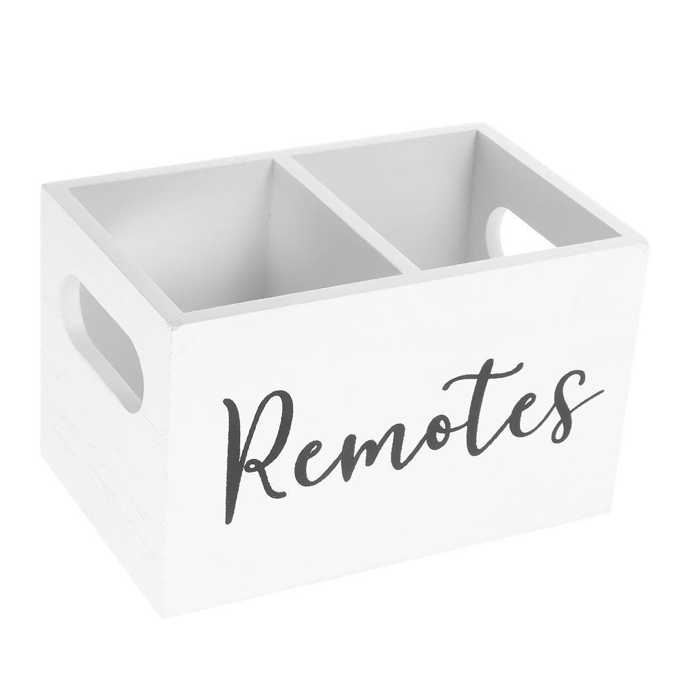 Creative Remote Control Storage Box 2 Compartments Wooden Partition Storage Box  Classroom Supplies