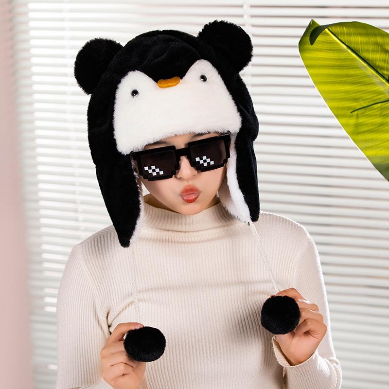 Animals Capybara Penguin Plush Hat for Cycling Warm Family and Friends Cartoon Husky Hat Christmas Gifts for The Winter Holidays
