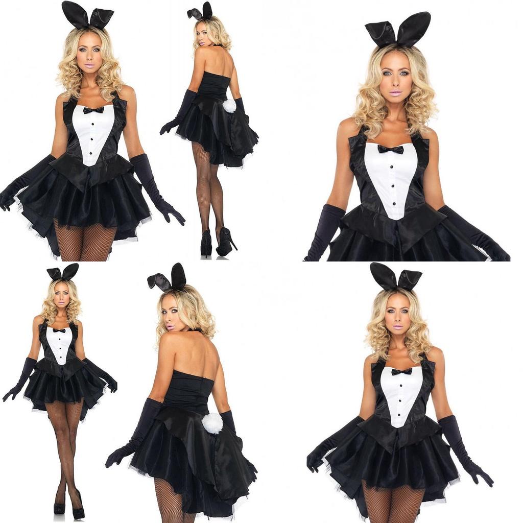 Stylish Women's Bunny Rabbit Costume With White Rabbit Bobbin Tail For Halloween