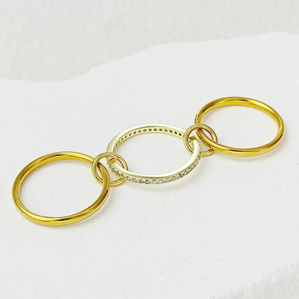 Fashion Stack Ring Stainless Steel Ladies Jewelry Gold Color Finger Accessories Multi Pieces Interlocking Spinelli Ring Gifts