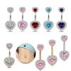 1pcs Red Zircon Curved Heart Belly Button Ring 14G Sexy Body Navel Piercing Nombril for Women Stainless Steel Blue Color Belly R