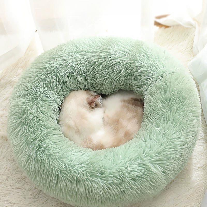 Супер кровать для кошек, теплое спальное кошачье гнездо, мягкий длинный плюш, лучшая кровать для собак, корзина для собак, подушка для кошачьей кровати, кошачий коврик, животные, спящие