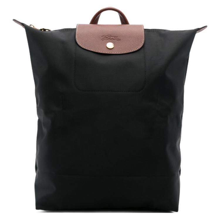 Longchamp Le Pliage Original Textured Logo Adjustable Wide Shoulder Strap Nylon Tote Backpack Women backpack Black 10284089001