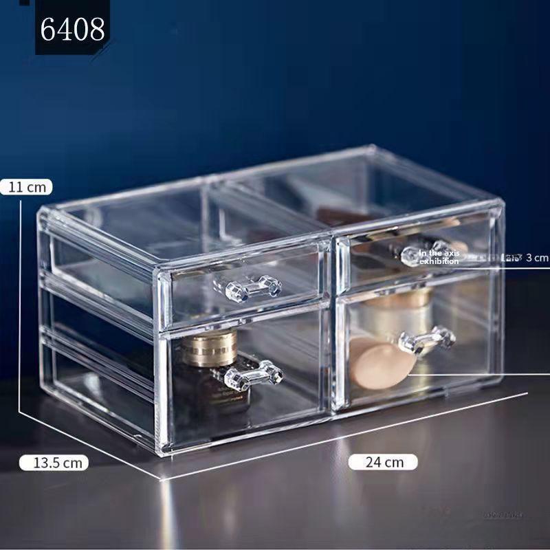 Прозрачный ящик для хранения косметики, помады и украшений - цельный органайзер для туалетного столика