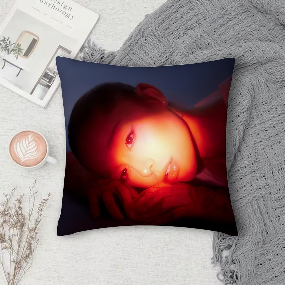 Singer A-Ariana G-Grande Hot Album Pillow Case Square Double-Sided Printing Short Plush Sofa Cushion Cover Bedroom Pillow