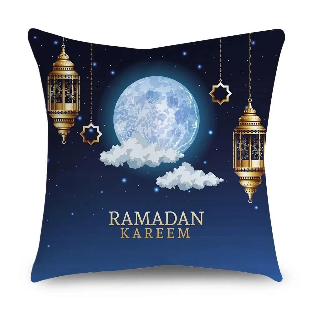 Ramadan Eid Islam Series Doublesided Printed pillow cover Short plush Suitable living rooms bedrooms sofas throw cushion cover