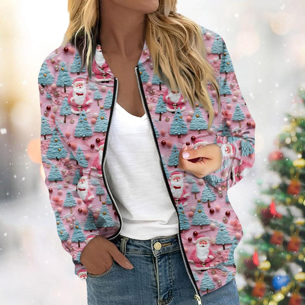Women's Jacket Long Sleeve Lightweight Zipper Cropped Floral Printed Outerwear Casual Quilted Jacket With Pockets