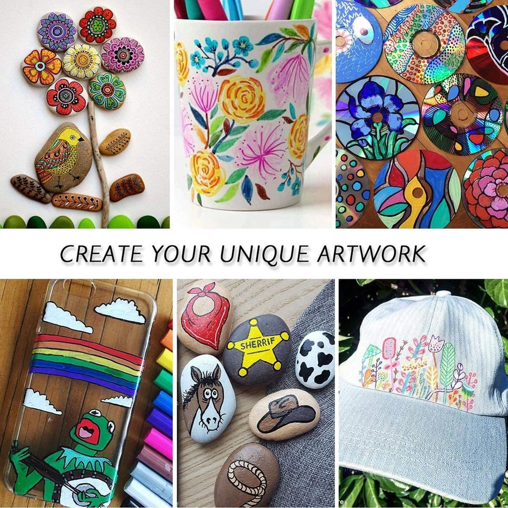 6/12/24/36 Color Acrylic Paint Brush Marker Pen Set Drawing Painting Art Marker Wood Glass Fabric Scrapbooking Stationery Supplies