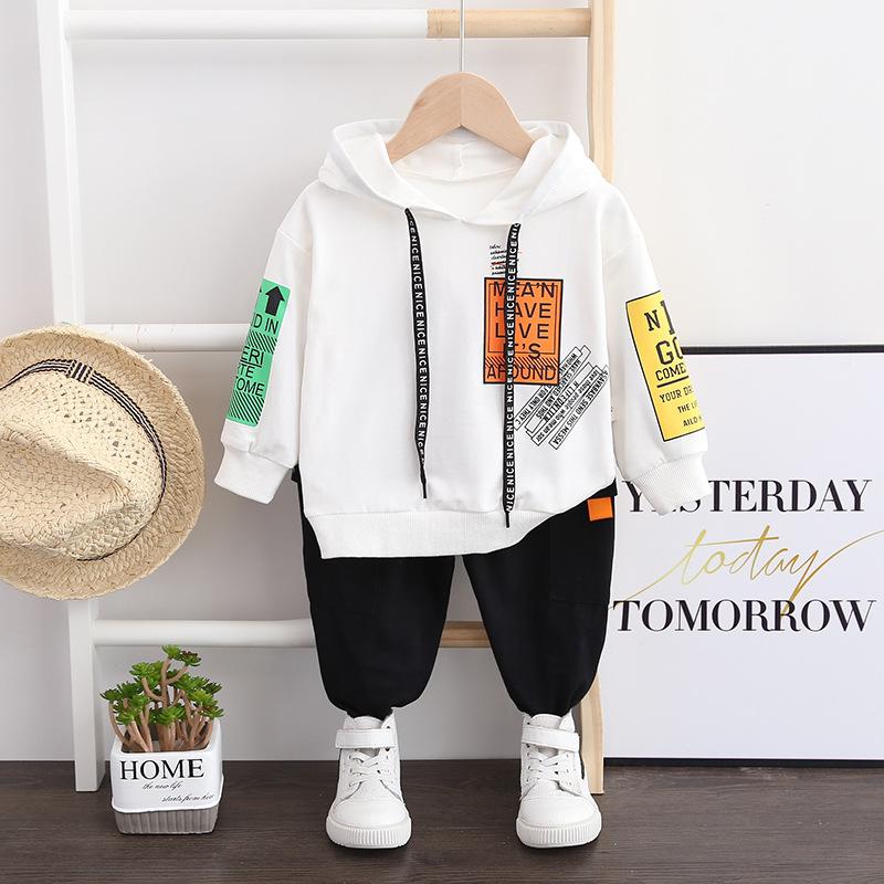 Spring Autumn Baby Boys Girls Cotton Clothes Children Letter Hooded Pants 2Pcs/sets Infant Kid Fashion Toddler Casual Tracksuits