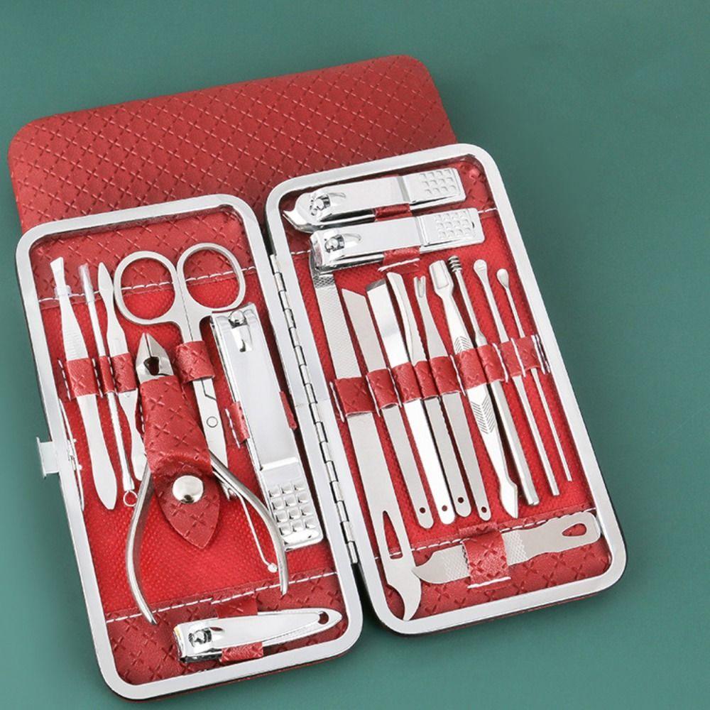 19Pcs Stainless Steel Nail Clippers Set Home Nail Care Kit Creative Manicure Kits Gift