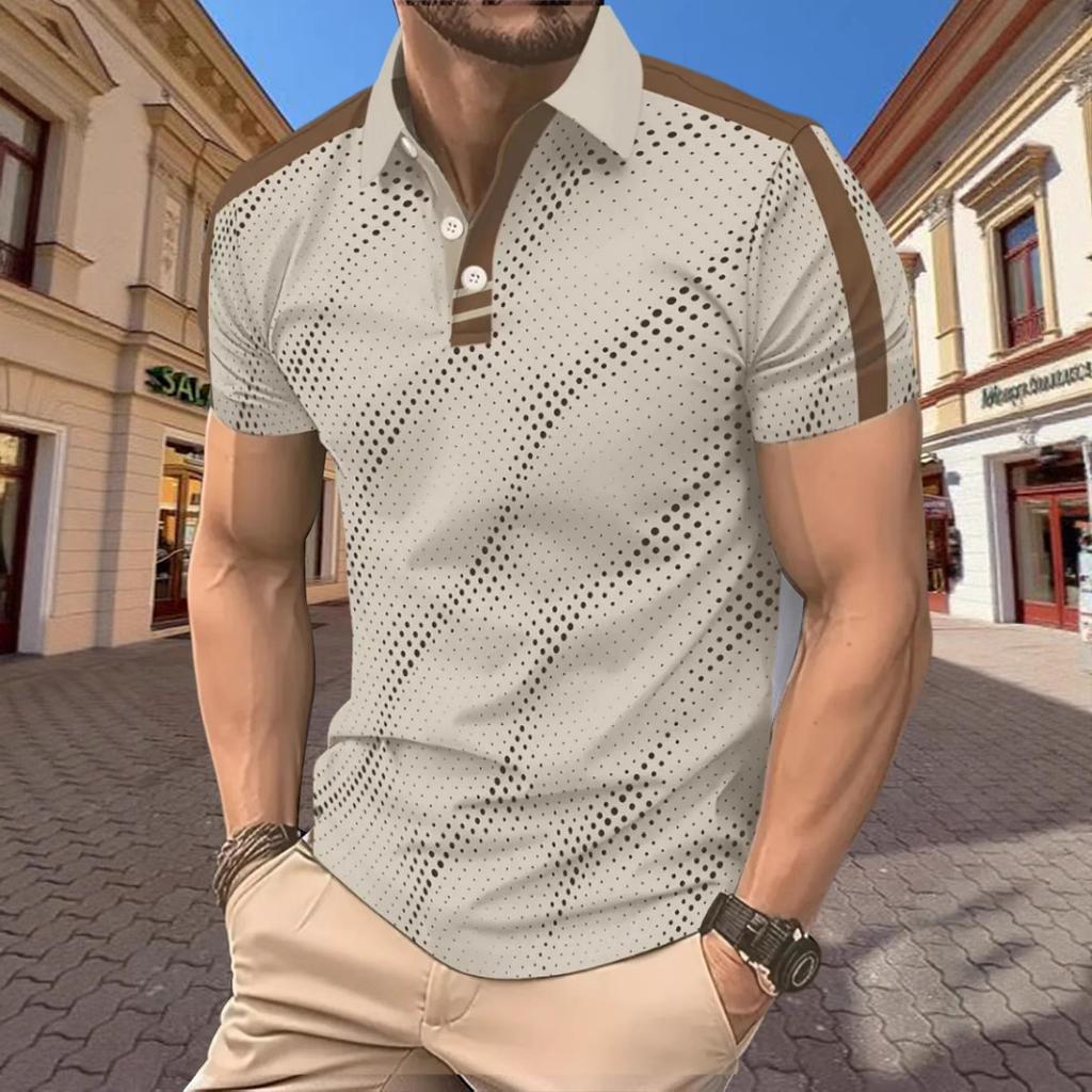 Fashion New 2025 Summer New Casual Versatile Small Dot Men's Short-sleeved POLO Shirt