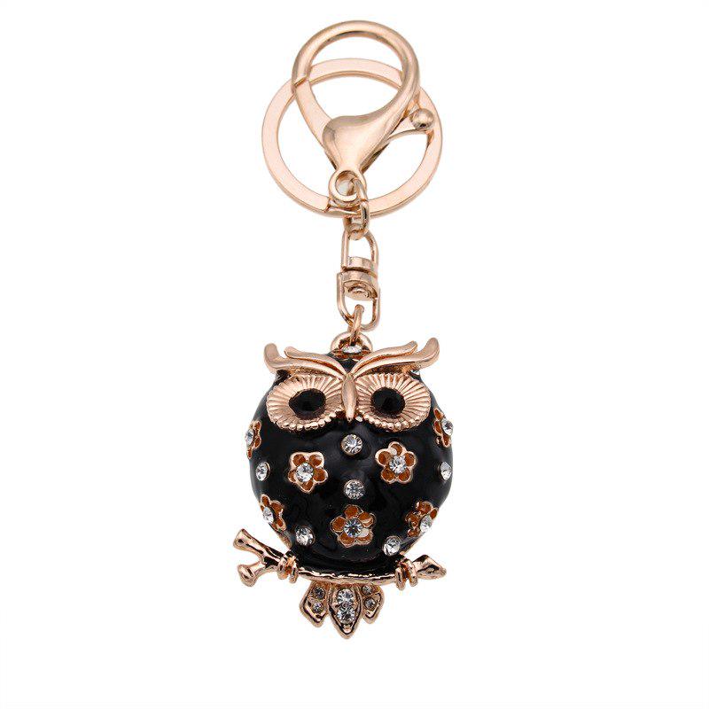 Enamel Flower Owl Keychain for Women HandBag Purse Bag Pendant Key Chain Ring Jewelry
