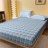 1 Simple Modern Grid Geometry Printed Matte Fitted Sheet, Bedroom Printed Bed Cover, Bedding (Excluding Pillowcases)