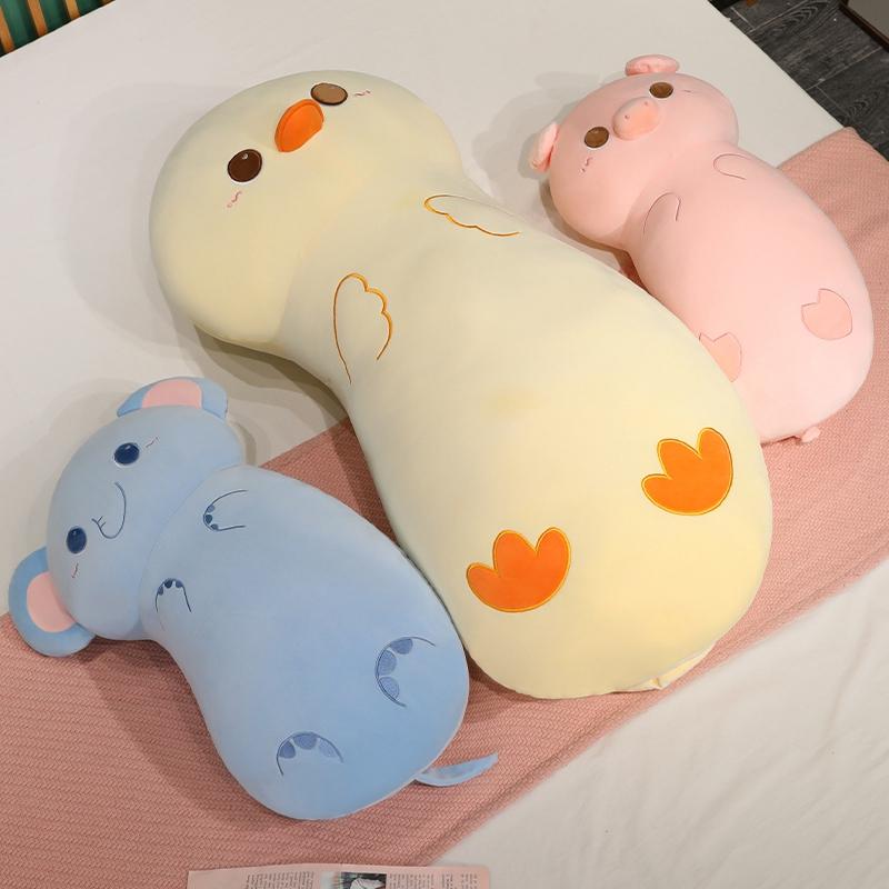 Cartoon Long Body Pillow Duck Pig Elephant Plush Cushion Soft Fluffy Animal Stuffed Pillow Sofa Bed Sleeping Hugging Decor