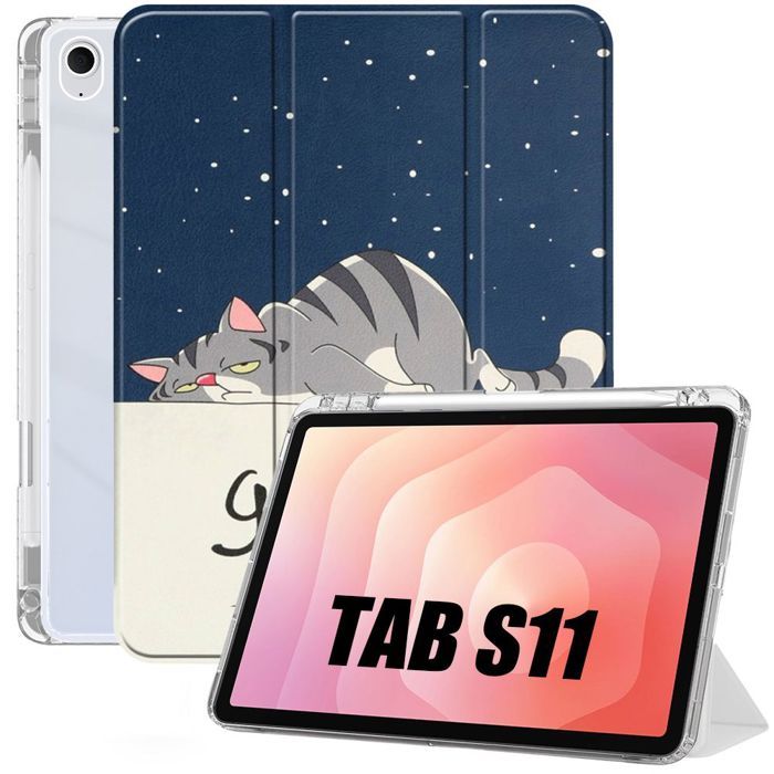 Coque pour Samsung Galaxy Tab S11, Protection Antichoc avec Porte-Stylet - Motif Chat