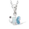 [G1064] - Silver Pendant 'Tender Fish' Silver Blue - 9x8 Mm
