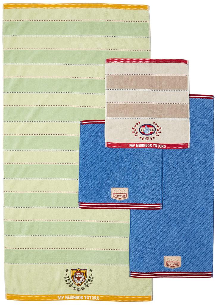 Marushin Towel Gift Studio Ghibli Neighbor Denim Stitch Hand 1 Face 1 Bath Perfect for 1105044200 Set, "My Totoro" (2 Towels, Towel, Towel),