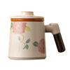 Retro Ru kiln powder hydrangea pattern with lid with filter tea separation mug tea cup office home
