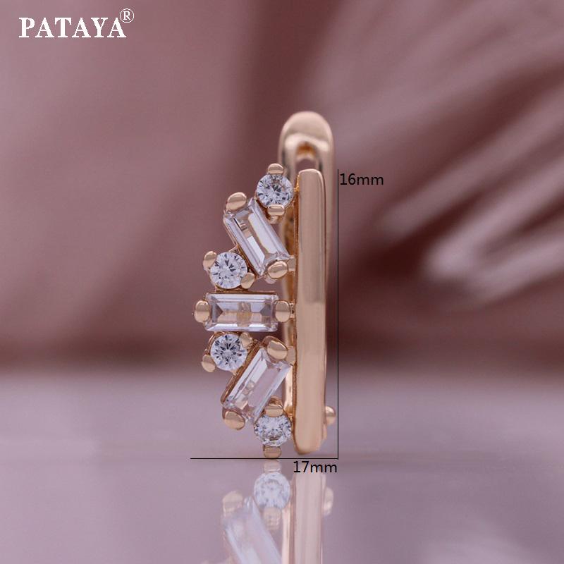 PATAYA Серьги квадратного типа из розового золота с белым искусственным цирконом, свежие и оригинальные серьги