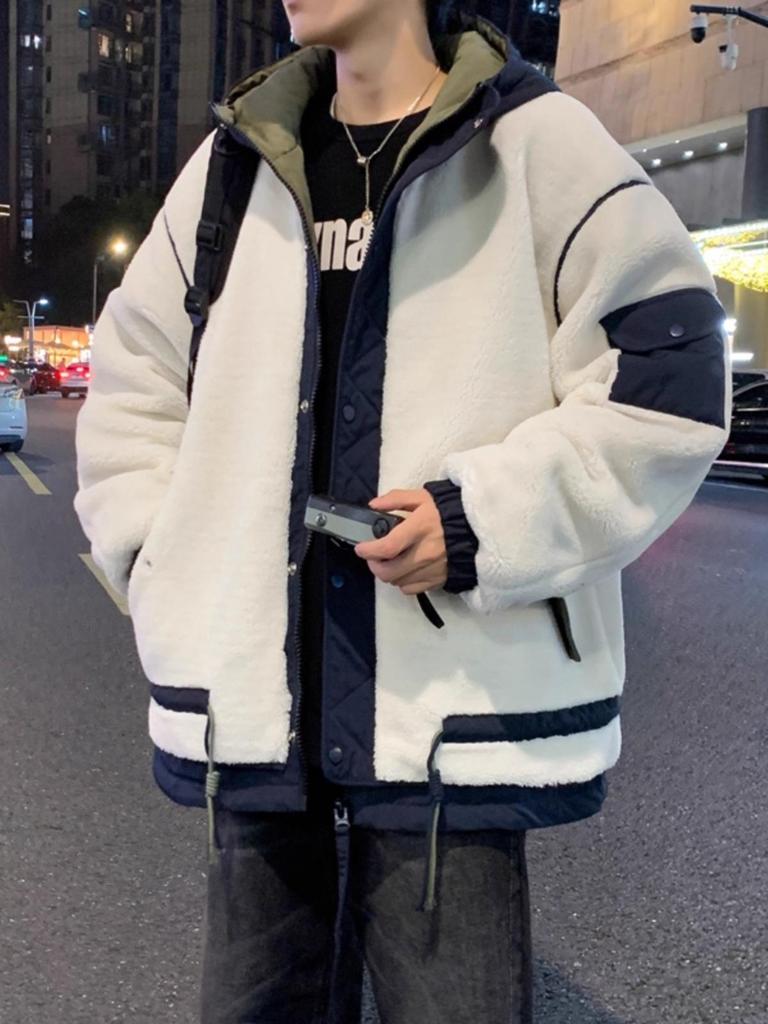 Men's Lambswool Cotton Winter Coat: Plus Velvet, Thickened, Plus Size, Youth Workwear Fleece Outerwear