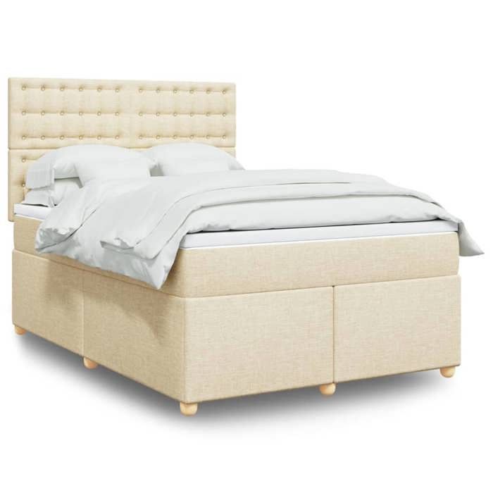 Maison Exclusive - Sommier à lattes de lit avec matelas Crème 140x200 cm Tissu
