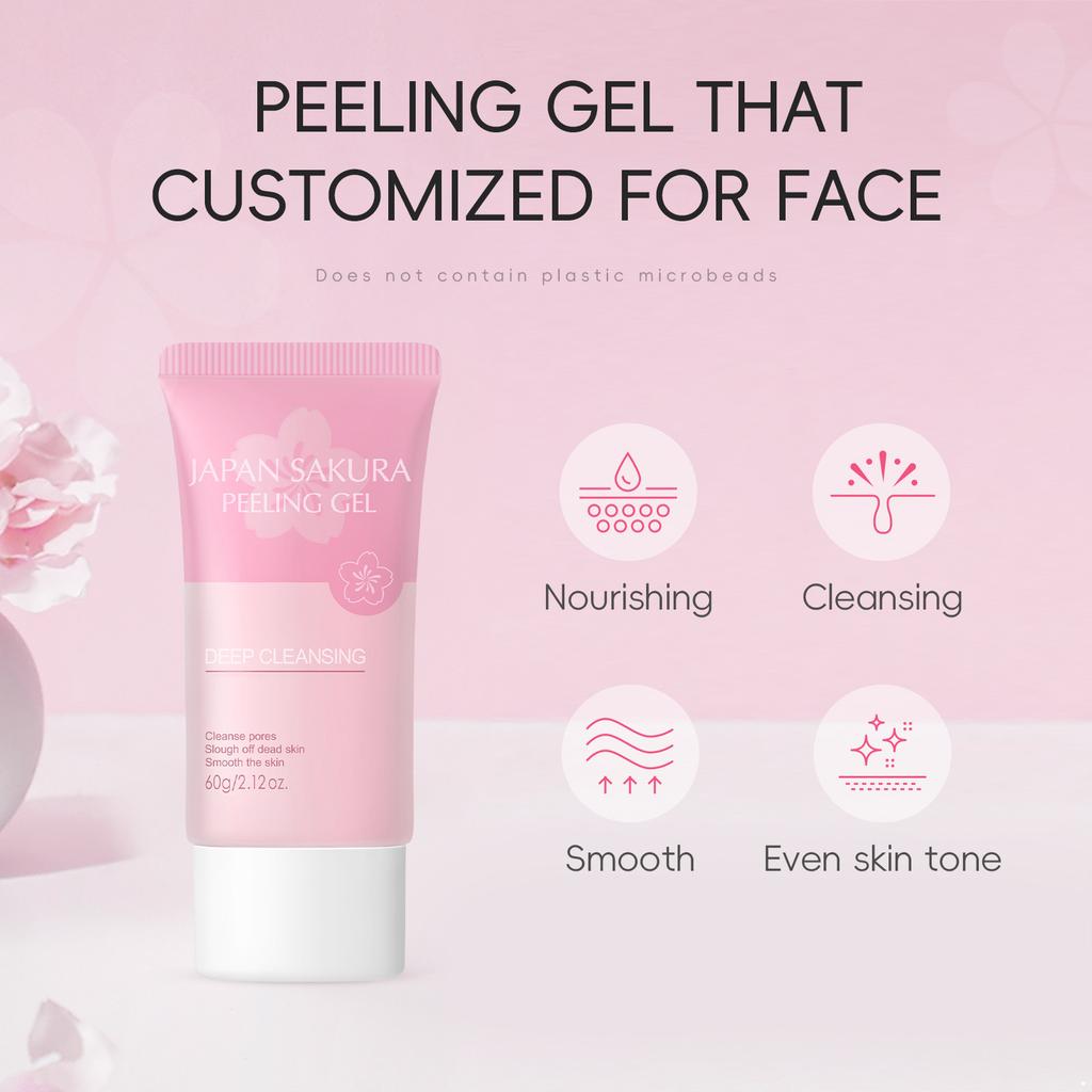 1Pc 60g Sakura Peeling Gel – Mild Exfoliating Face & Body Scrub, Refreshing Scent, Cleanses & Smoothes Skin for All Types