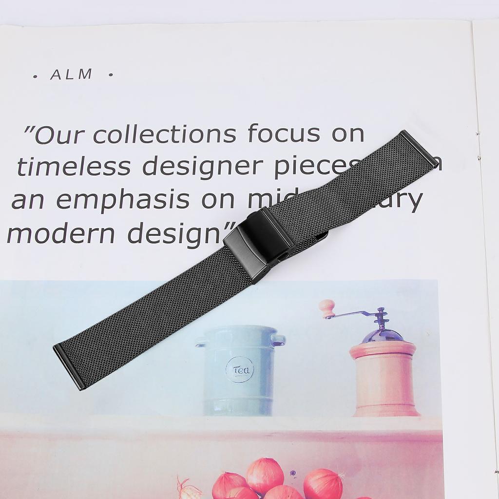 For Garmin Vivomove Luxe Quick Release Strap 20mm Milanese Watch Band,Black