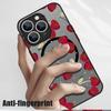 Cherry Pattern Magnetic Shockproof Phone Case for iPhone 16 15 14 Plus 13 12 Pro Max 11 Acrylic Hard Clear Plain Color Soft Edges Lens Protection Case