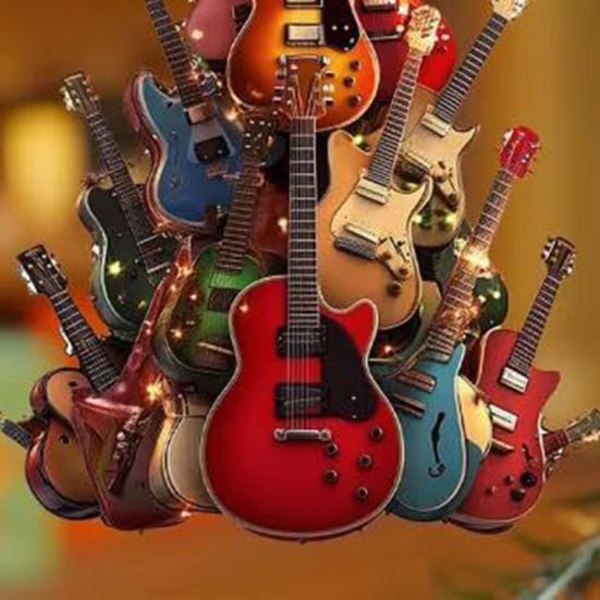 Guitar Christmas Tree Ornament 2D Acrylic Rockin' Around The Guitar Ornament Musical Instrument Hanging Decoration