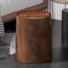 Wood Grain Bathroom Garbage Can with Swing Top Lid Large Capacity Rotating