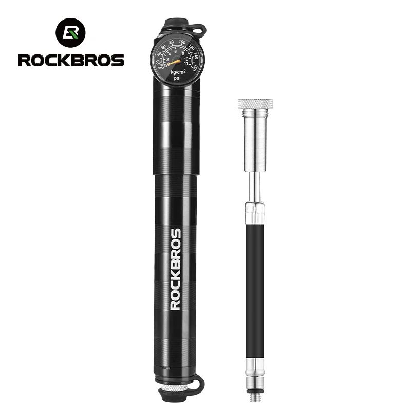 ROCKBROS 160psi Велосипедный насос Алюминиевый сплав ЧПУ Ручной насос для накачки шин Барометр Клапан AV/FV Ультралегкий Портативный велосипедный насос