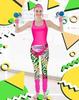7 Pcs 80s Fancy Workout Costume Accessories Set 90s Leotard Legging Headband Wristbands Leg Warmers Earrings Fanny Pack
