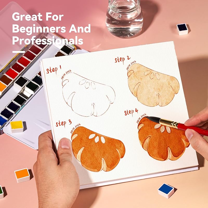 Paul Rubens Watercolor Paint Set, 24 Colors Solid Watercolor Paints, Easy to Blend and Diffuse Watercolor Palette, Compact and Portable Travel