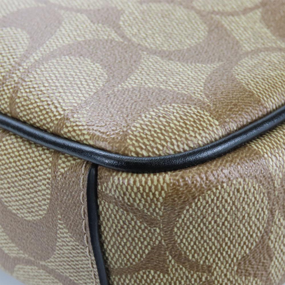 Used COACH Shoulder Bag F50715 Signature PVC/leather Beige Black Diagonally Hung