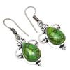 Green Turquoise Gemstone Handmade Gift For Her Silver Jewelry Earrings 1.5"