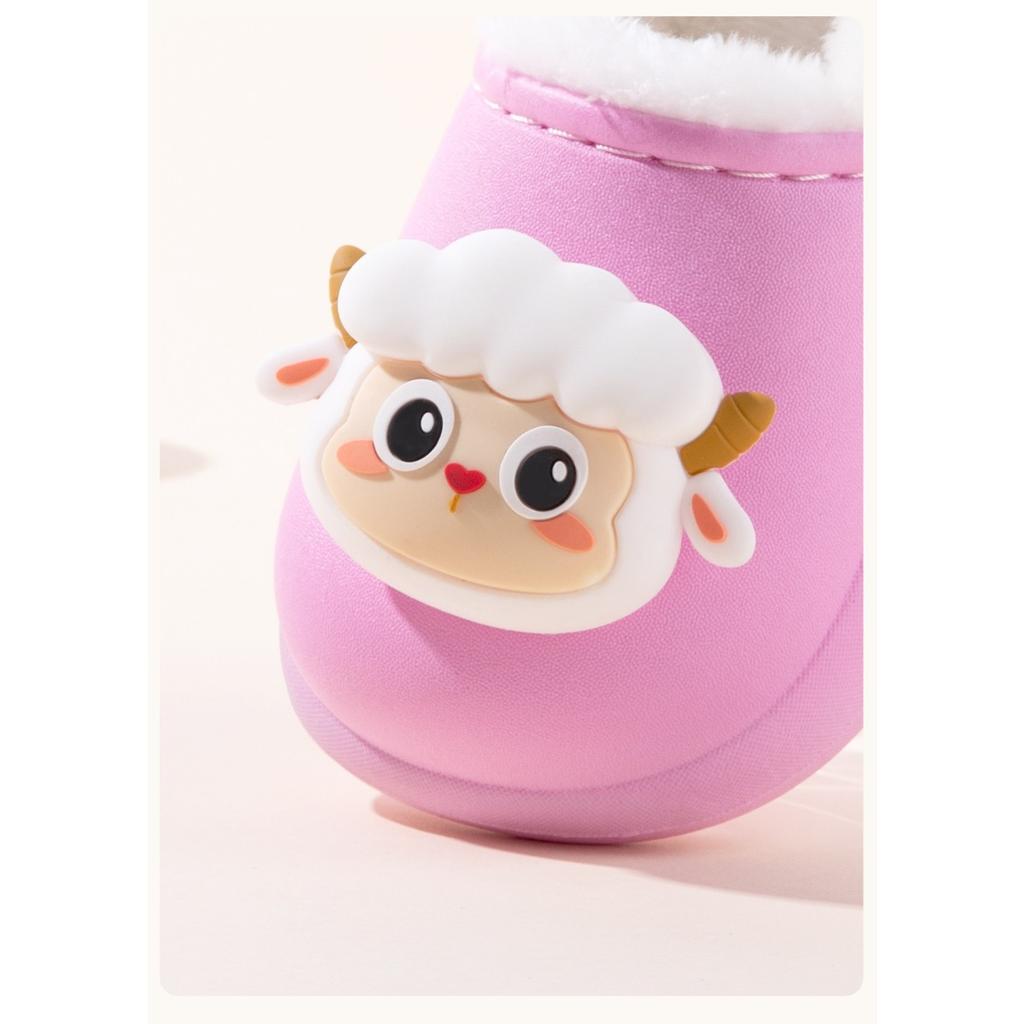 Winter Children's Cotton Shoes with Plush Insulation Cartoon Cotton Slippers for Boys and Girls, Cute Waterproof Fluffy Slippers