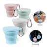 Silicone Folding Water Cup For Outdoor Business Trips Portable Mouthwash Lid with Hook Drinking Travel Camping Water Cups